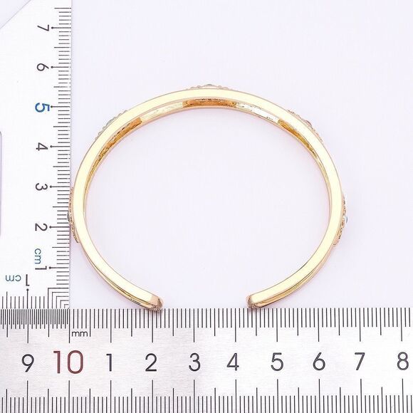 Brand New Gold Evil Eye, Precious Stone Accent Cuff Bracelet - Picture 6 of 6